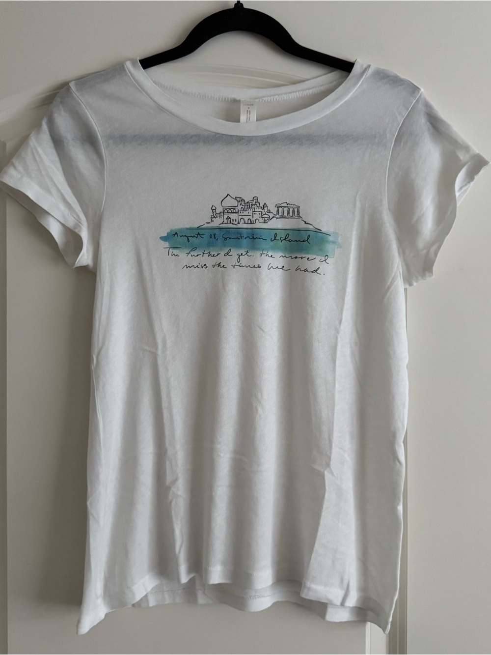 J. Crew Collector’s Edition - Santorini White Short Sleeve Tee with Teal Graphic